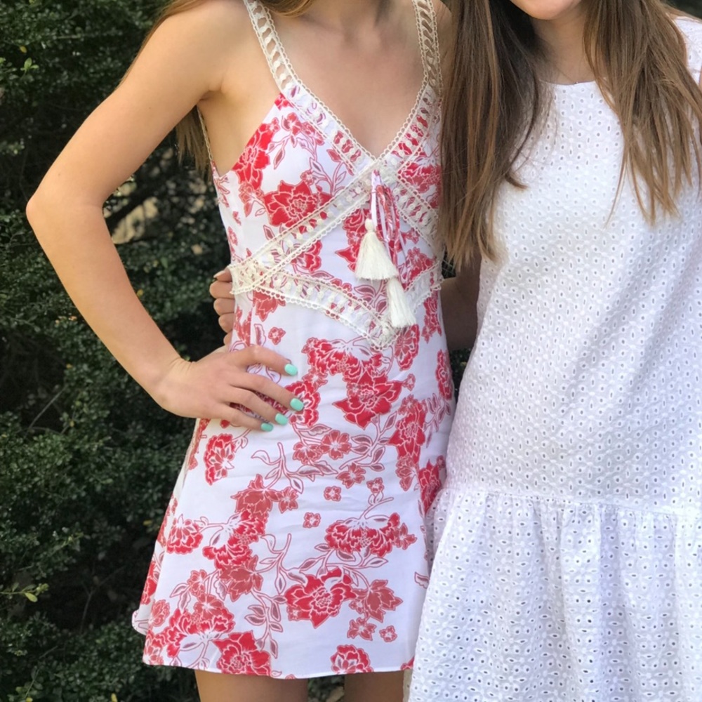 Red and White Revolve dress